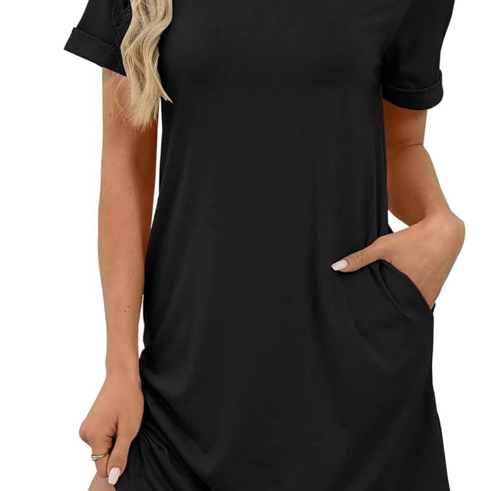 Amazon Black Casual T-Shirt Dress